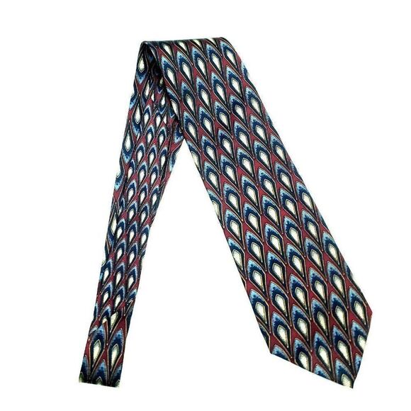 JZ Richards‎ Parisian Silk Tie Dark Red Geometric W - Picture 7 of 7